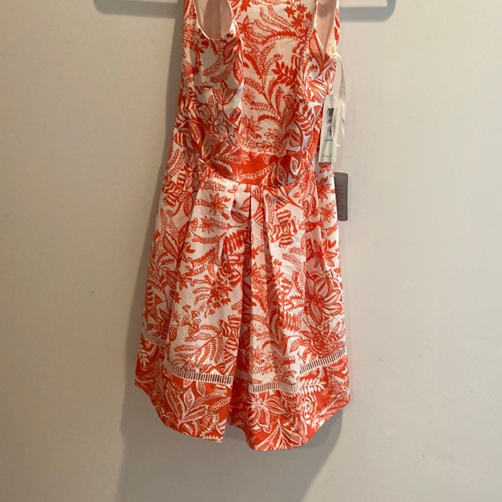 NWT NORSTROMS Orange and White Floral silk dress